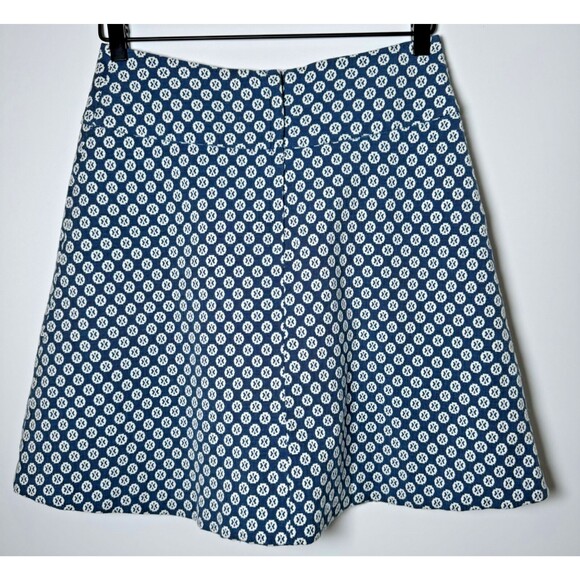 Maeve by Anthropologie Skirt Womens 6 Navy Geometric Print Cotton A Line Pockets - Picture 2 of 12